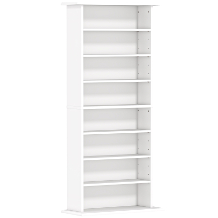 Dulapuri si rafturi depozitare -  Raft pentru CD-uri cu 6 rafturi reglabile, capacitate de 360 CD-uri/185 DVD-uri, 58x24x124.5 cm, alb