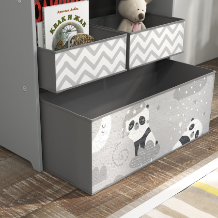  Raft pentru Jucarii pentru Copii cu 6 Recipiente Detasabile din Material Textil, 63x30x66cm, Gri [8]