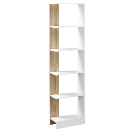 Living & hol -  Raft Perete 5 Rafturi - Stejar & Alb, Design Modern pentru Camera