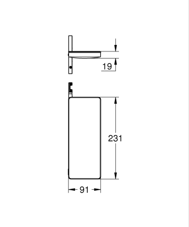 Raft sistem dus Grohe 101677KF00, SPA Aqua Pure, 231 x 91 mm, metal/acril, mat, negru [3]