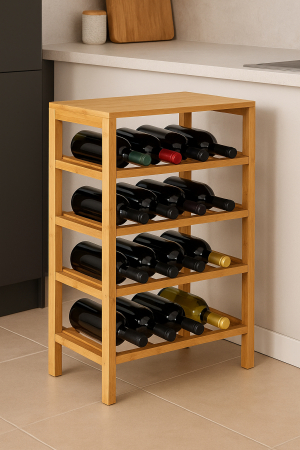 Raft sticle de vin Linha din bambus pentru 12 sticle, 35x24x47 cm, natur [3]