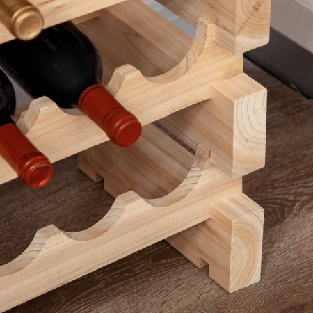  Raft Vin din Lemn Natural - 4 Rafturi pentru 48 Sticle [7]