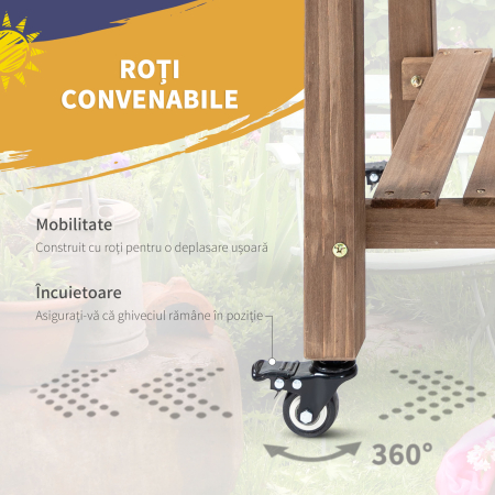  Raised Garden Bed Planter Box w/ 8 Grow Grids, Storage Shelf & Lockable Wheels [4]