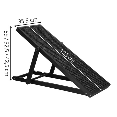Rampa pentru caini si pisci cu 3 nivele de reglare 42-59cm, antiderapanta, lungime 103cm, negru [7]