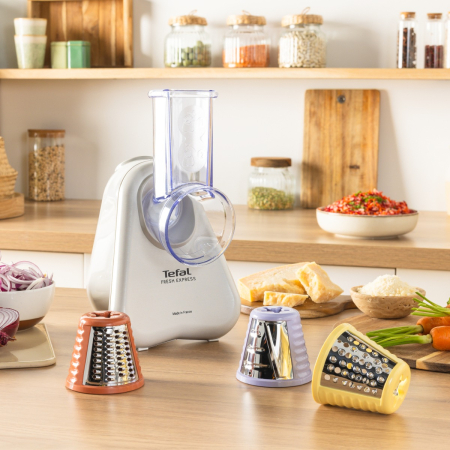 Razatoare electrica 3-in-1 Tefal Fresh Express DN853BE0, 150W, sistem de ventilatie, 3 conuri detasabile pentru razuire fina & grosiera, feliere, gri [8]