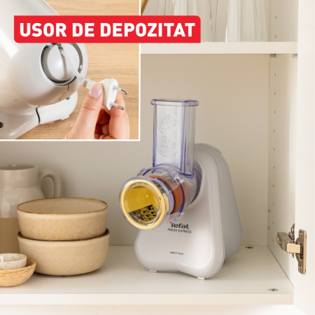 Razatoare electrica 3-in-1 Tefal Fresh Express DN853BE0, 150W, sistem de ventilatie, 3 conuri detasabile pentru razuire fina & grosiera, feliere, gri [5]
