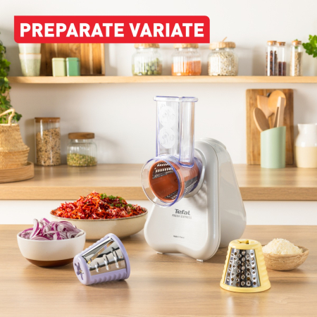 Razatoare electrica 3-in-1 Tefal Fresh Express DN853BE0, 150W, sistem de ventilatie, 3 conuri detasabile pentru razuire fina & grosiera, feliere, gri [7]