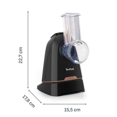 Razatoare electrica 3-in-1 Tefal Fresh Express Twist DN8638E0, 150 W, 3 conuri detasabile pentru razuire fina & grosiera, feliere, negru [9]