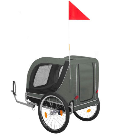 Remorca bicicleta transport animale acoperis impermeabil, maxim 40 kg, rezistenta, verde negru [11]