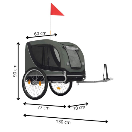 Remorca bicicleta transport animale acoperis impermeabil, maxim 40 kg, rezistenta, verde negru [29]