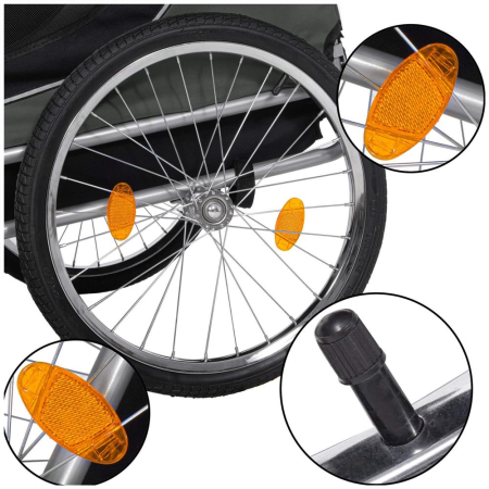 Remorca bicicleta transport animale acoperis impermeabil, maxim 40 kg, rezistenta, verde negru [7]