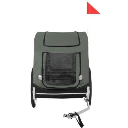 Remorca bicicleta transport animale acoperis impermeabil, maxim 40 kg, rezistenta, verde negru [28]