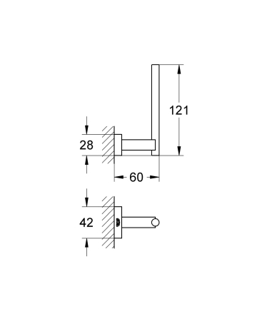 Rezerva hartie igienica Grohe 40623DC1, Essentials Cube, pe perete, metal, mat, otel satinat [2]