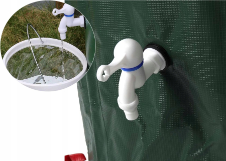 Rezervor apa pluviala pliabil 1000L cu robinet filtru si capac fermoar dublu, PVC rezistent UV, 6 tevi sustinere, 100x125 cm, verde [1]