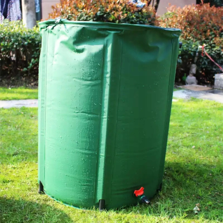 Rezervor apa pluviala pliabil 1000L cu robinet filtru si capac fermoar dublu, PVC rezistent UV, 6 tevi sustinere, 100x125 cm, verde [6]