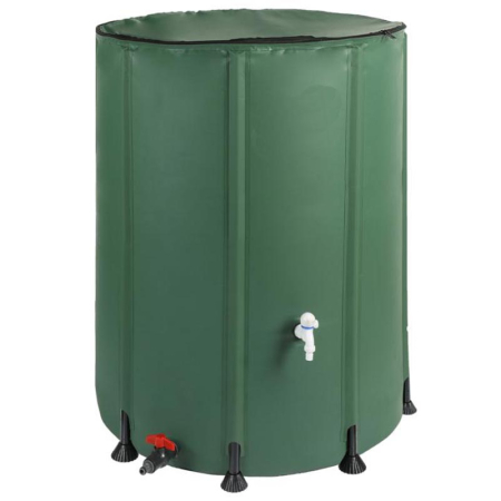 Gradina & balcon - Rezervor colectare apa ploaie 750L pliabil, PVC rezistent UV, robinet filtru capac fermoar, 6 tevi sustinere, 100x103 cm