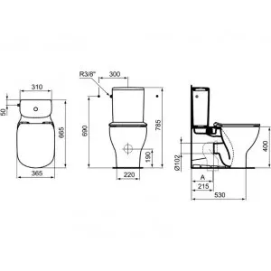 Rezervor Ideal Standard Tesi, aparent, alimentare laterala, ceramic, alb, T356701 [6]