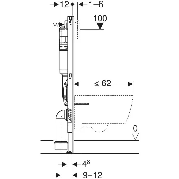 Rezervor incastrat Geberit Delta 100, h-112 cm adancime 12 cm si cadru cu actionare frontala [3]
