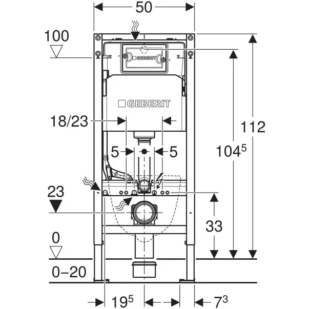 Rezervor incastrat Geberit Delta 100, h-112 cm adancime 12 cm si cadru cu actionare frontala [2]