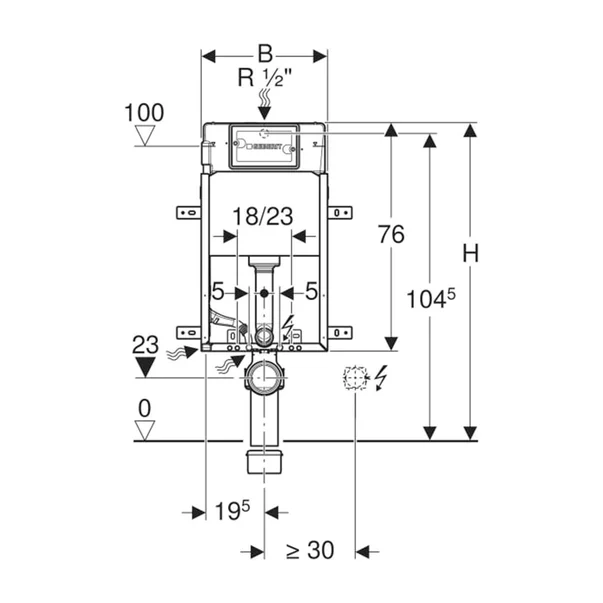 Rezervor incastrat Geberit Delta cu cadru Kombifix Basic pentru wc suspendat 108 cm [3]