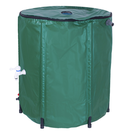 Rezervor apa pluviala pliabil 200L cu robinet, capac plasa filtrare, preaplin, 5 picioare PVC, 70x55x55 cm, verde [5]