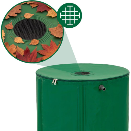 Rezervor pliabil pentru colectarea apei de ploaie, 100 L, PVC 1000D, cu 2 robinete si sistem preaplin, verde [12]