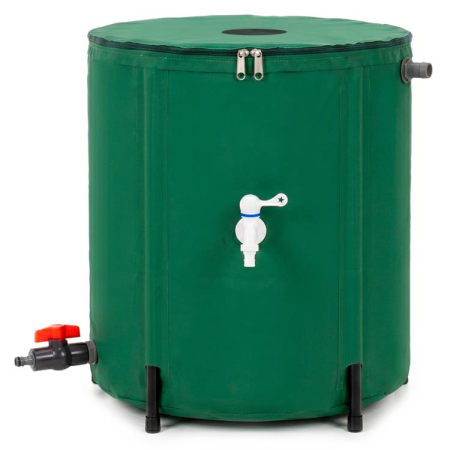Gradina & balcon - Rezervor pliabil pentru colectarea apei de ploaie, 100 L, PVC 1000D, cu 2 robinete si sistem preaplin, verde