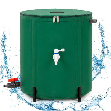 Rezervor pliabil pentru colectarea apei de ploaie, 100 L, PVC 1000D, cu 2 robinete si sistem preaplin, verde [29]