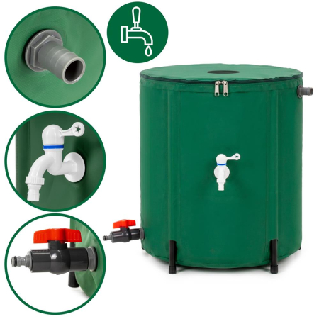 Rezervor pliabil pentru colectarea apei de ploaie, 100 L, PVC 1000D, cu 2 robinete si sistem preaplin, verde [13]