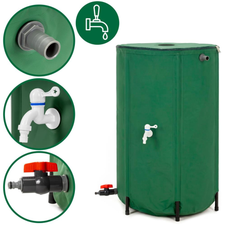 Rezervor pliabil pentru colectarea apei de ploaie, 250 L, PVC 1000D, cu 2 robinete si sistem preaplin, verde [9]