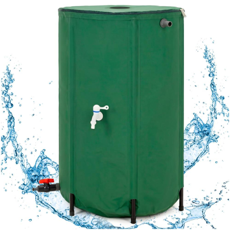 Rezervor pliabil pentru colectarea apei de ploaie, 250 L, PVC 1000D, cu 2 robinete si sistem preaplin, verde [27]