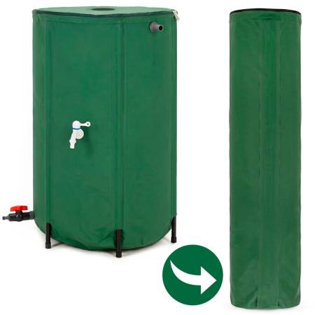 Rezervor pliabil pentru colectarea apei de ploaie, 250 L, PVC 1000D, cu 2 robinete si sistem preaplin, verde [4]