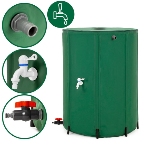 Rezervor pliabil pentru colectarea apei de ploaie, 500 L, PVC 1000D, cu 2 robinete si sistem preaplin, verde [16]