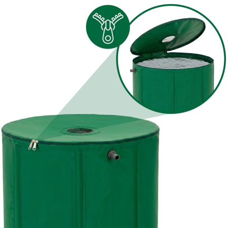 Rezervor pliabil pentru colectarea apei de ploaie, 500 L, PVC 1000D, cu 2 robinete si sistem preaplin, verde [17]