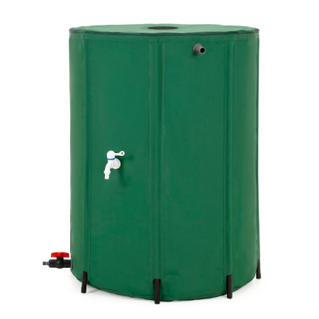 Gradina & balcon - Rezervor pliabil pentru colectarea apei de ploaie, 500 L, PVC 1000D, cu 2 robinete si sistem preaplin, verde