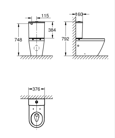 Rezervor WC ceramic Grohe 102502SH00, Euro Ceramic, alimentare spate/lateral, alb [6]