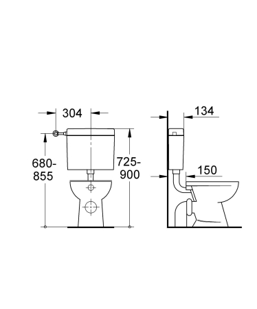 Rezervor WC podea Grohe 37355SH0, pe perete, universal, valva, plastic, alb [9]