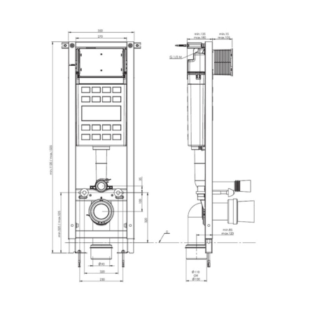 Rezervor WC Roca A89P40T010, 1150 mm, 350 mm, 110, 90 mm, 180, 230 mm, 2 moduri spalare, clapeta neagru mat [2]