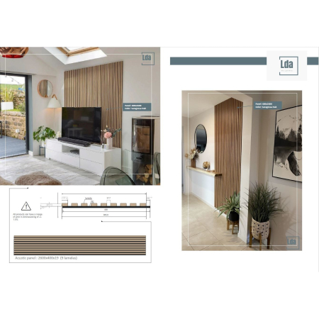 Riflaj MDF decorativ LDA PREMIUM de tip Panou Acoustic, Stejar Natur Saragossa, 260x40 cm [11]