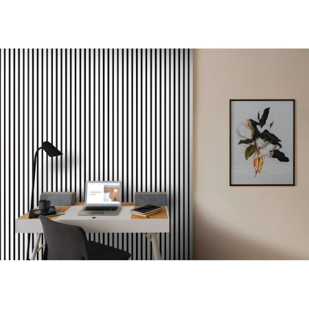 Riflaj MDF decorativ LDA PREMIUM de tip Panou Acustic, Alb Mat, 260x40 cm [4]