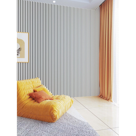 Riflaj MDF decorativ LDA PREMIUM de tip Panou Acustic, Alb Mat, 260x40 cm [12]