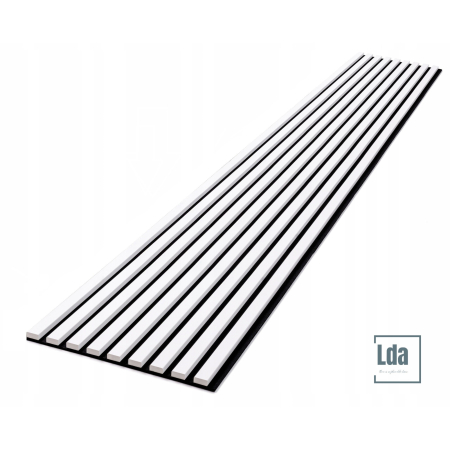 Riflaj MDF decorativ LDA PREMIUM de tip Panou Acustic, Alb Mat, 260x40 cm [8]