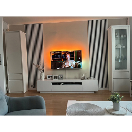 Riflaj MDF decorativ LDA PREMIUM de tip Panou Acustic, Alb Mat, 260x40 cm [7]