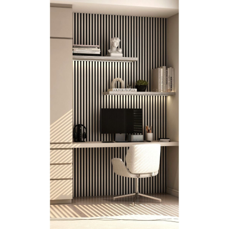 Riflaj MDF decorativ LDA PREMIUM de tip Panou Acustic, Alb Mat, 260x40 cm [5]