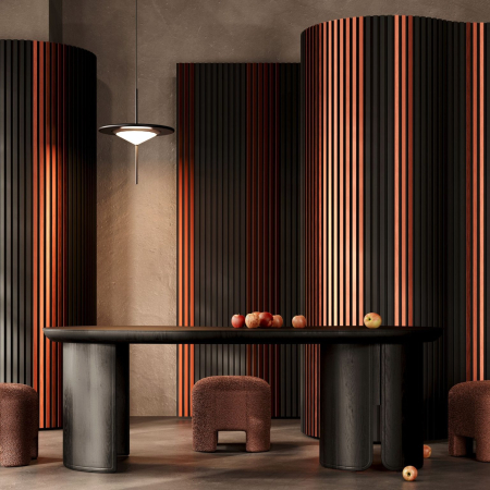 Riflaj MDF decorativ LDA PREMIUM de tip Panou Acustic, Cupru periat, 260x40 cm [2]