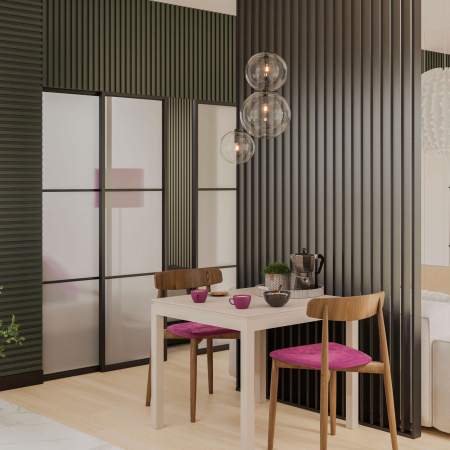 Riflaj MDF decorativ LDA PREMIUM de tip Panou Acustic, Gri Nisip, 260x40 cm [3]