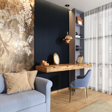 Riflaj MDF decorativ LDA PREMIUM de tip Panou Acustic, Indigo, 260x40 cm [1]