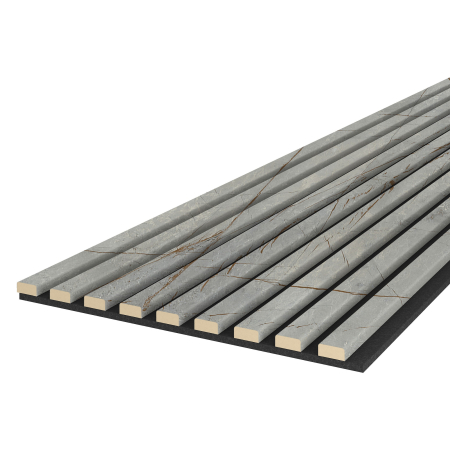 Riflaj MDF decorativ LDA PREMIUM de tip Panou Acustic, Marmura cu insertii aurii, 260x40 cm [1]