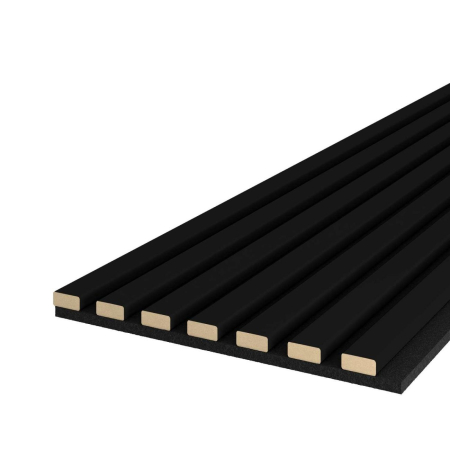 Riflaj MDF decorativ LDA PREMIUM de tip Panou Acustic, Negru, 260x40 cm [1]