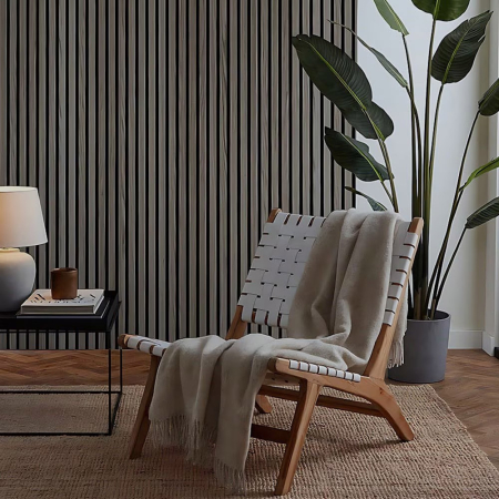 Riflaj MDF decorativ LDA PREMIUM de tip Panou Acustic, Stejar Grafit, 260x40 cm [1]